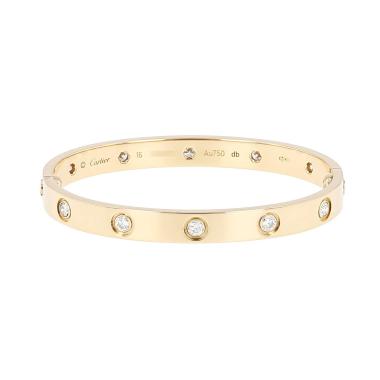 Pulsera Cartier Love 10 diamantes, en oro amarillo y diamantes