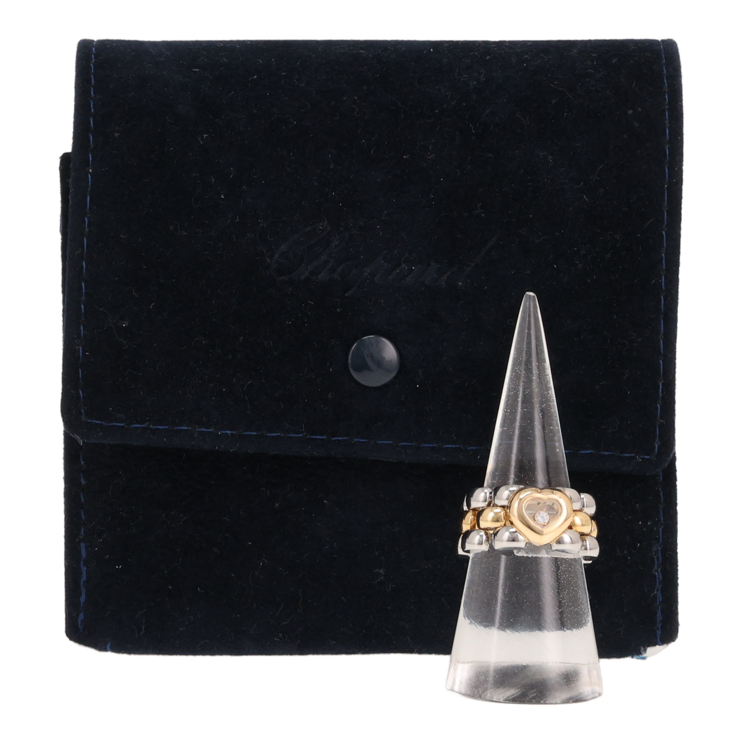 Bague articulée Chopard Happy Diamonds en or jaune, acier et diamant - Detail D2