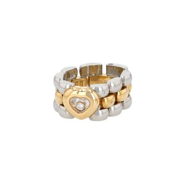Anillo articulado Chopard Happy Diamonds en oro amarillo, acero y diamantes