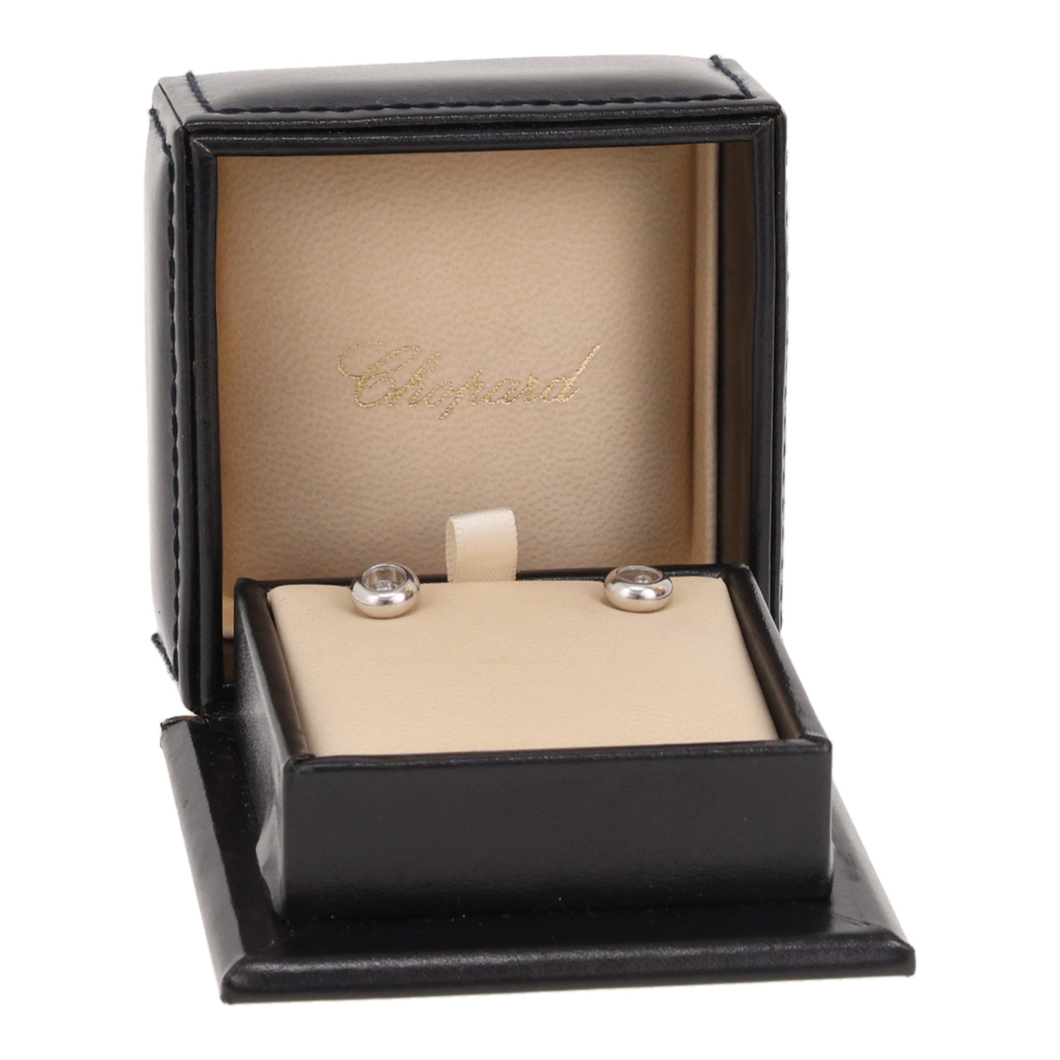 Par de pendientes Chopard Happy Diamonds de oro blanco y diamantes - Detail D2