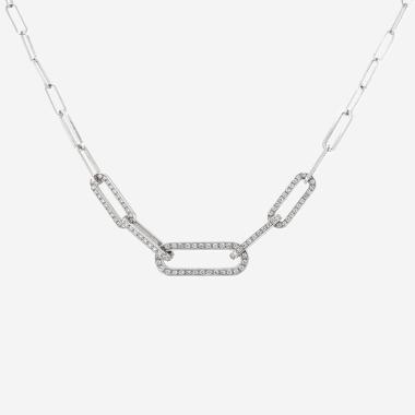 Dinh Van white gold and diamond link necklace