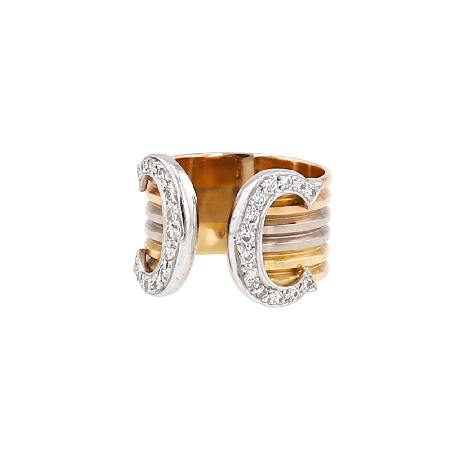 Bague Cartier C de Cartier 3 ors diamants occasion Bague Cartier C de Cartier 3 ors diamants occasion