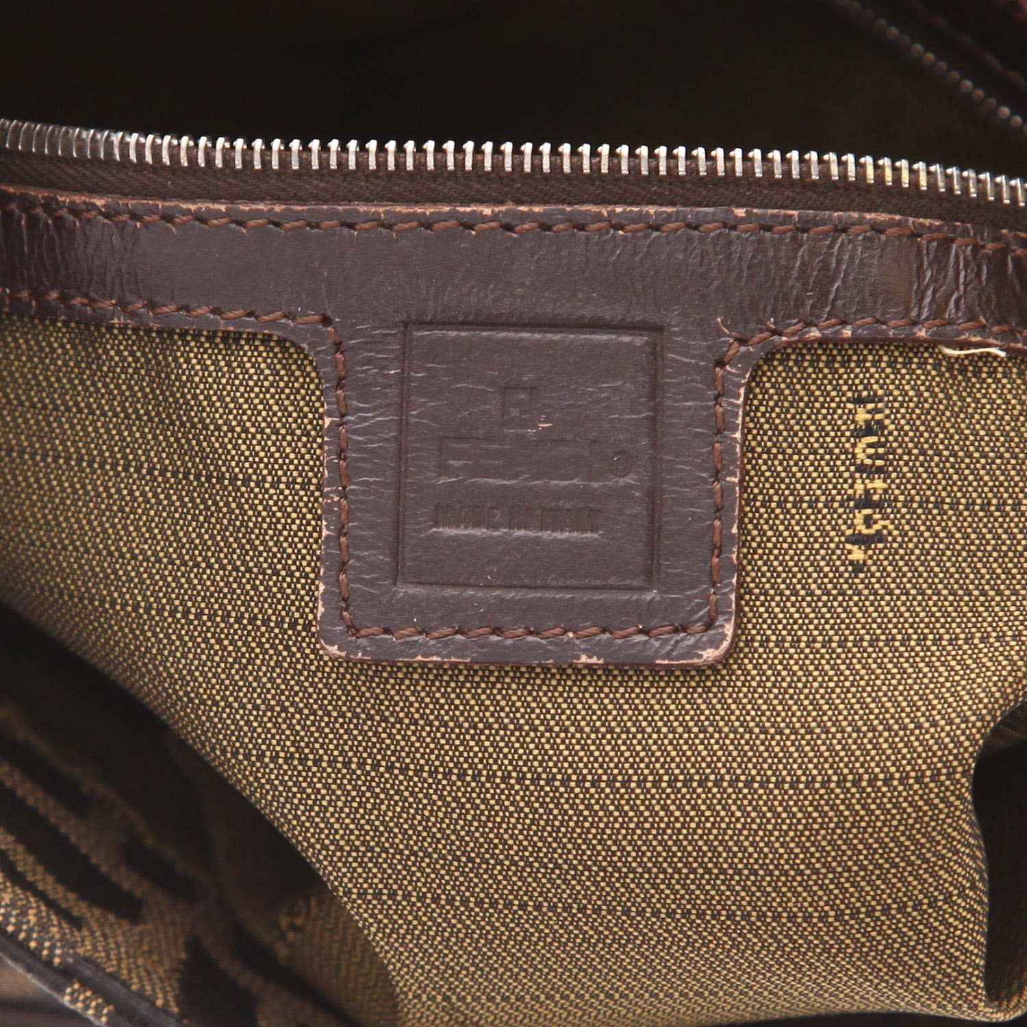 Borsa Fendi “Big Mama” in tela marrone con logo e pelle marrone - Detail D2