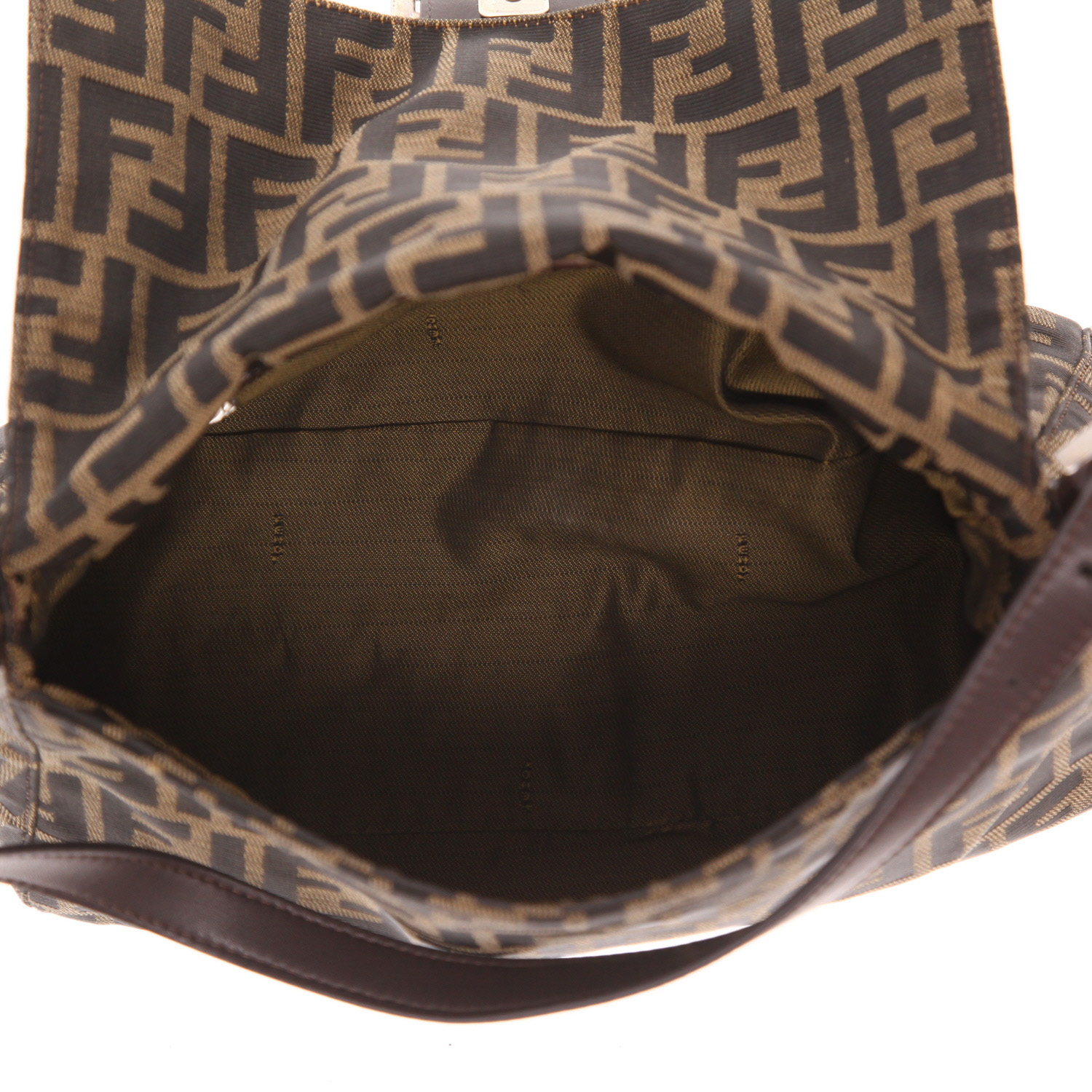 Sac à main Fendi  Big mama en toile siglée marron et cuir marron - Detail D3