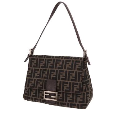 Bolso Fendi «Big Mama» de lona marrón con el logotipo y piel marrón