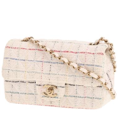 Bolso bandolera Chanel Mini Timeless de tweed blanco