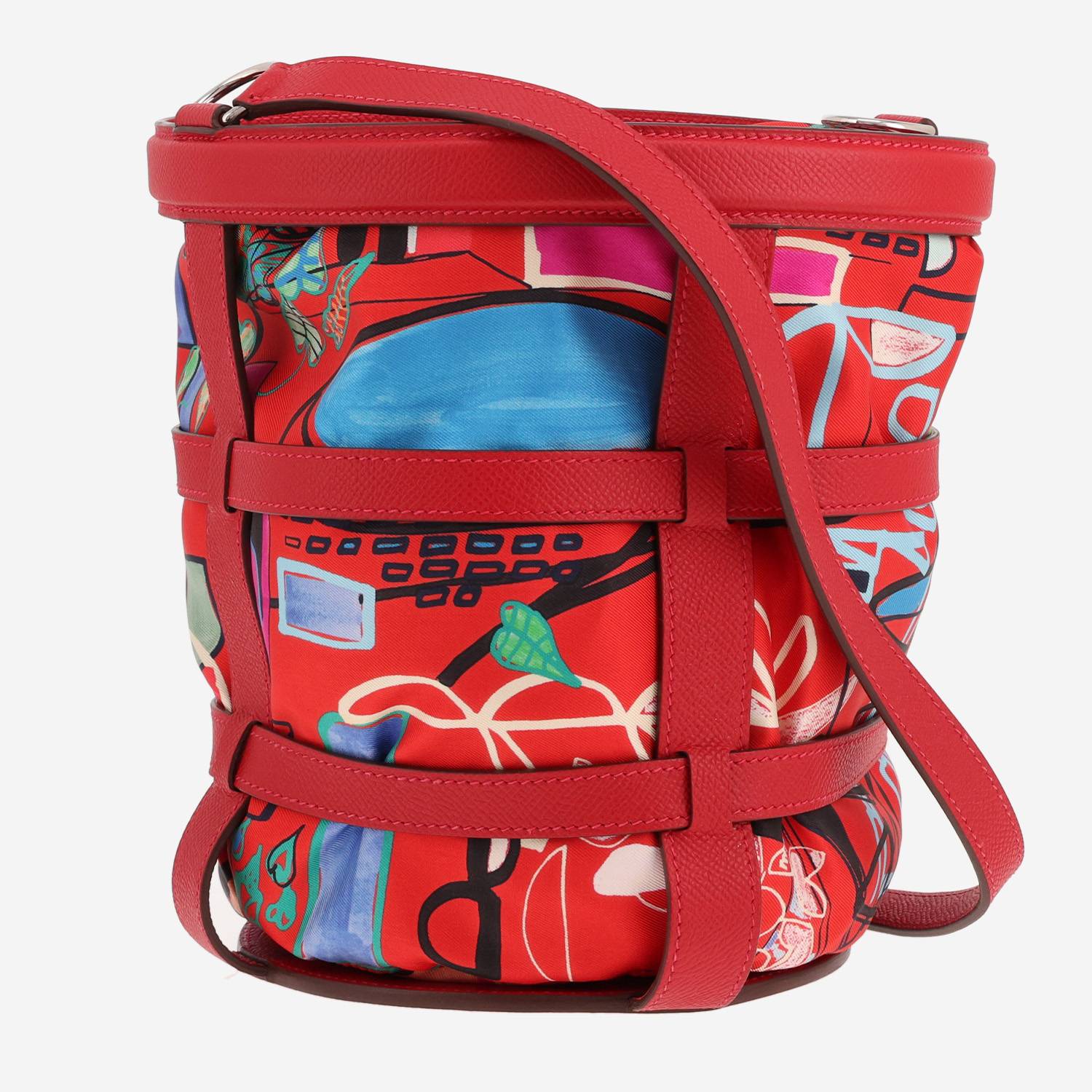 Borsa Hermès “Musardine” in pelle Epsom rossa e twill di seta multicolore