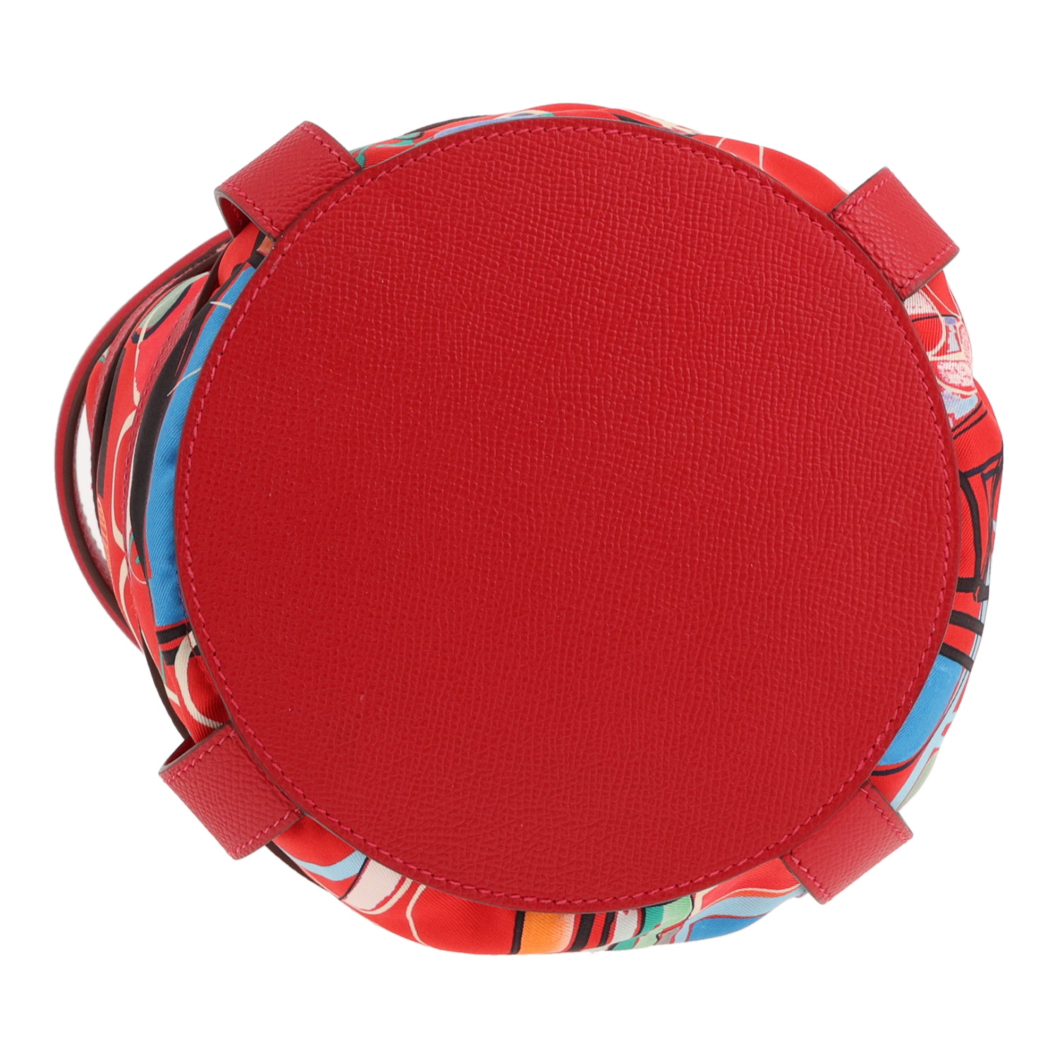 Sac à main Hermès  Musardine en cuir epsom rouge et twill de soie multicolore - Detail D1