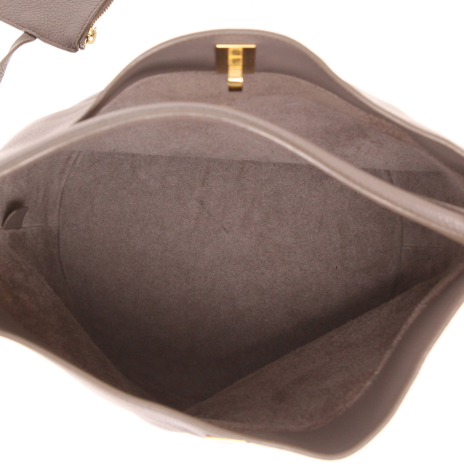 Bolso de mano Celine Seau 16 de piel granulada color topo - Detail D3
