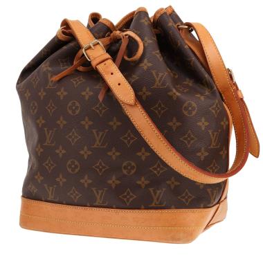 Borsa shopping Louis Vuitton Noé in tela Monogram marrone e pelle naturale