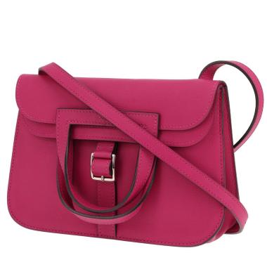 Borsa a tracolla Hermès Halzan mini in pelle Swift rosa Tosca