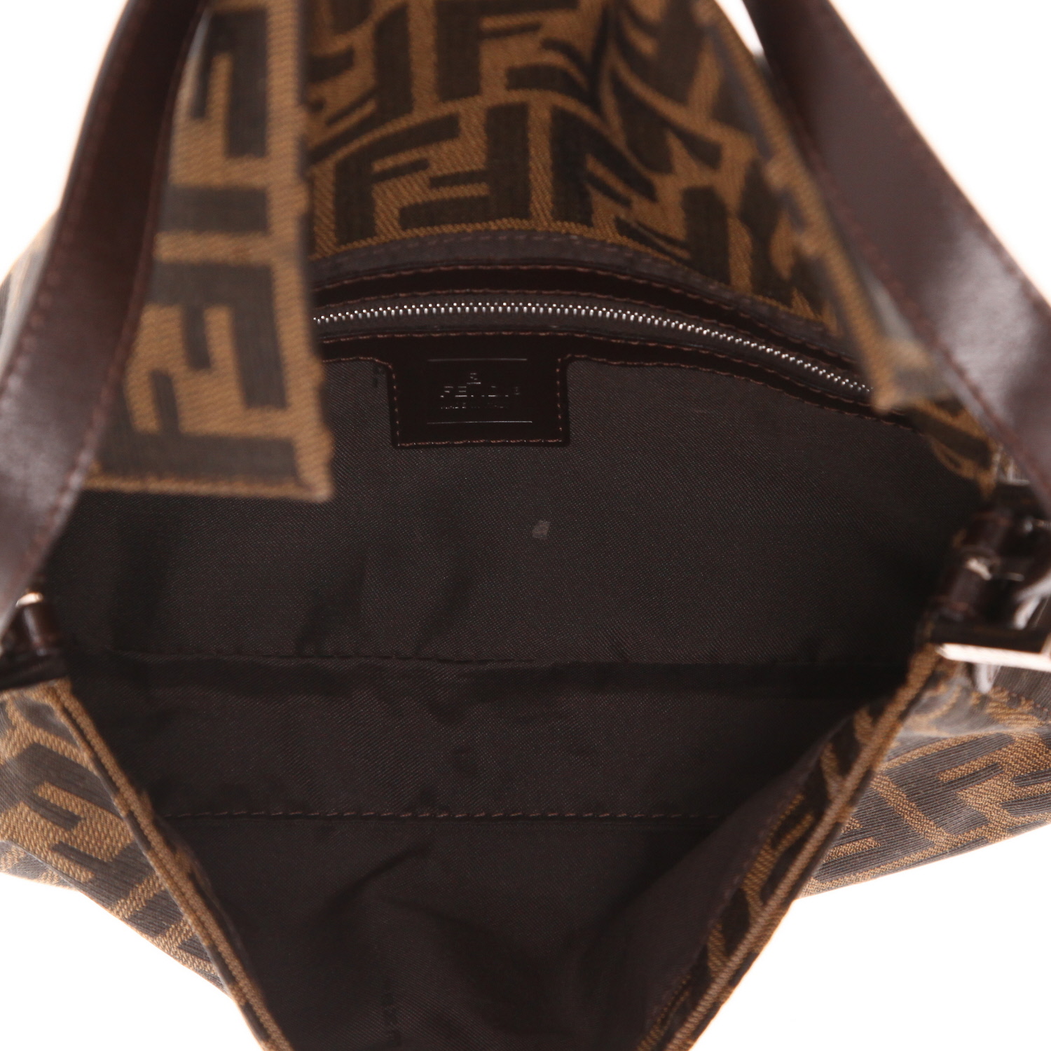 Sac à main Fendi  Baguette en toile siglée marron et cuir marron - Detail D3
