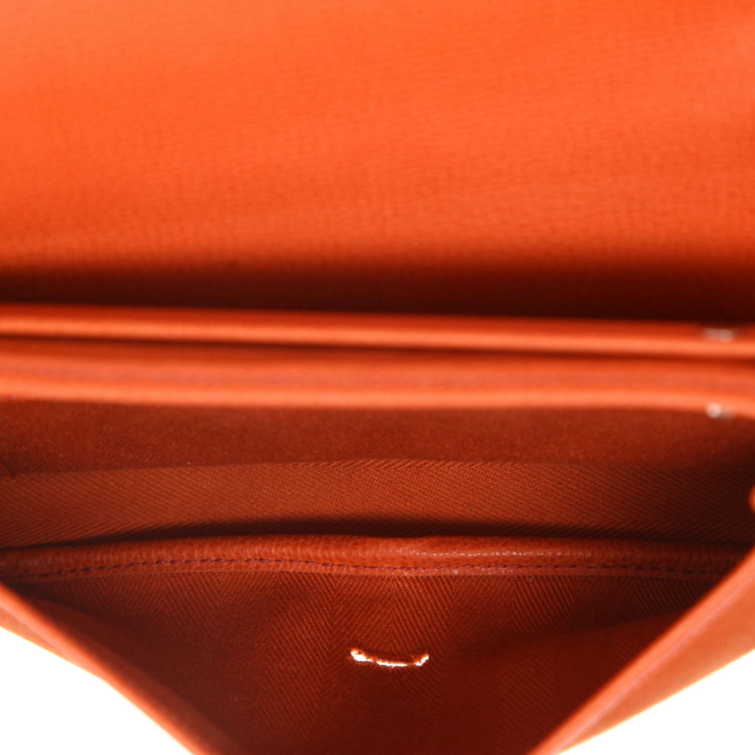 Sac à main Hermès  Colorado en cuir grainé orange Potiron et toile orange Potiron - Detail D3