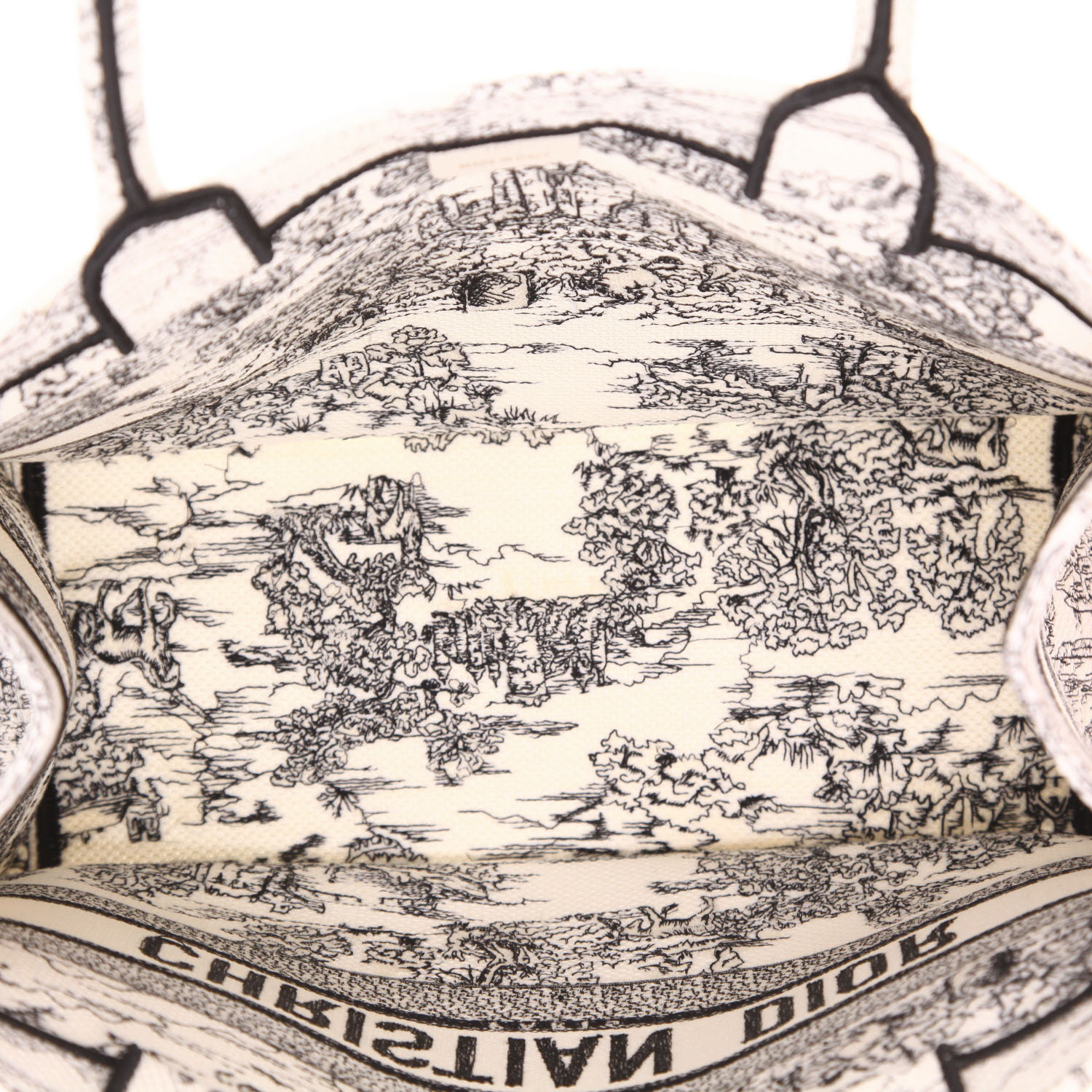 Bolso tipo cabas Dior «Book Tote», modelo mediano, de lona con el monograma «Oblique» en Blanc y Noir - Detail D3