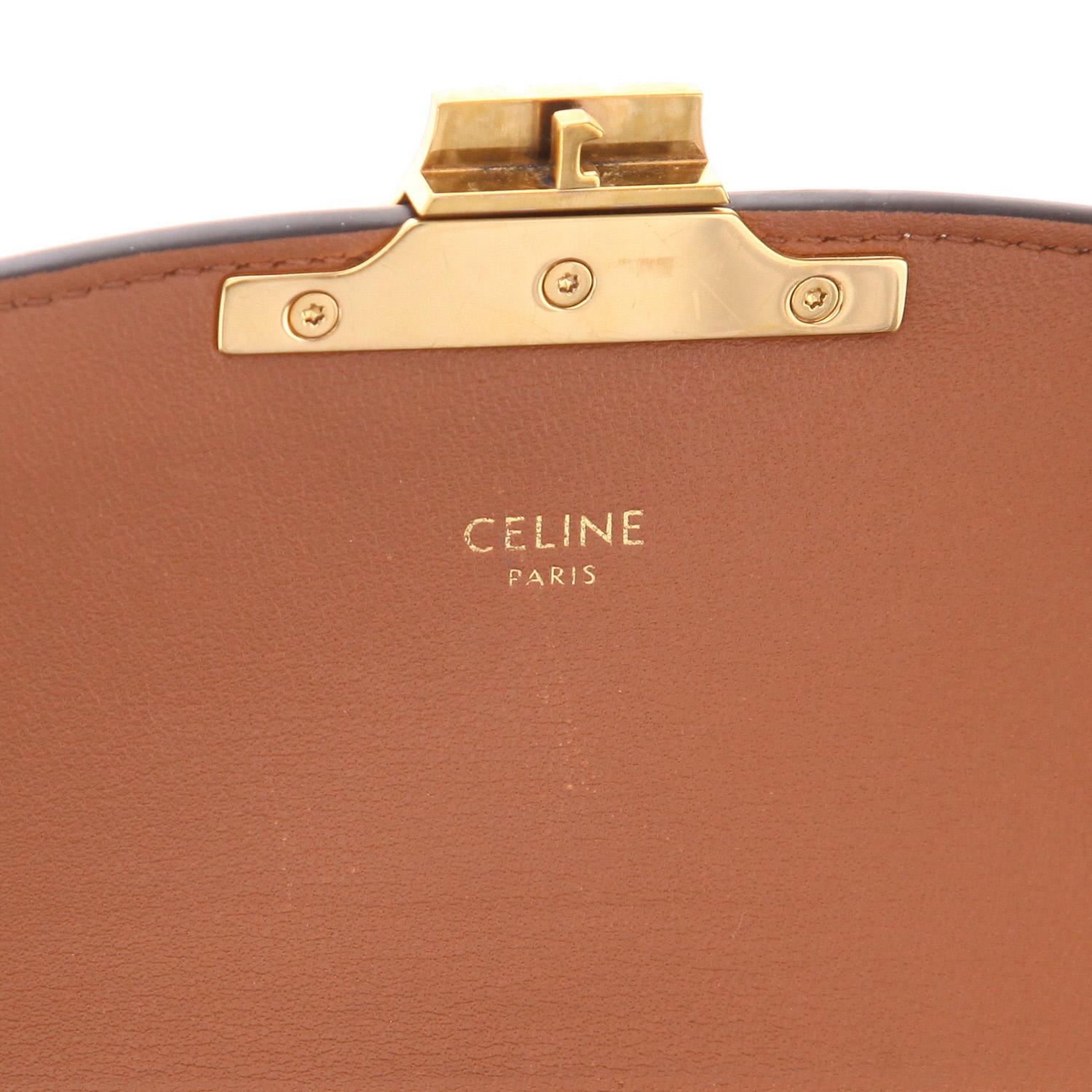 Sac bandoulière Celine  Triomphe en toile Triomphe marron et cuir marron - Detail D2