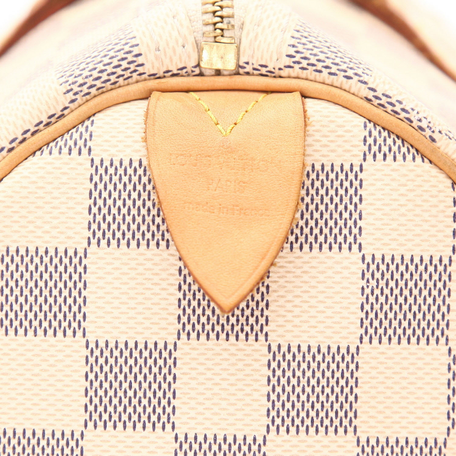 Louis Vuitton Speedy 35 handbag in azure Damier canvas and natural leather - Detail D2