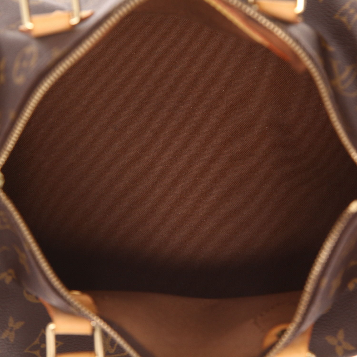 Borsa Louis Vuitton Speedy 30 in tela Monogram marrone e pelle naturale - Detail D3