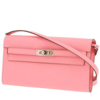 Sac/pochette Hermès  Kelly To Go en cuir epsom Rose Confetti