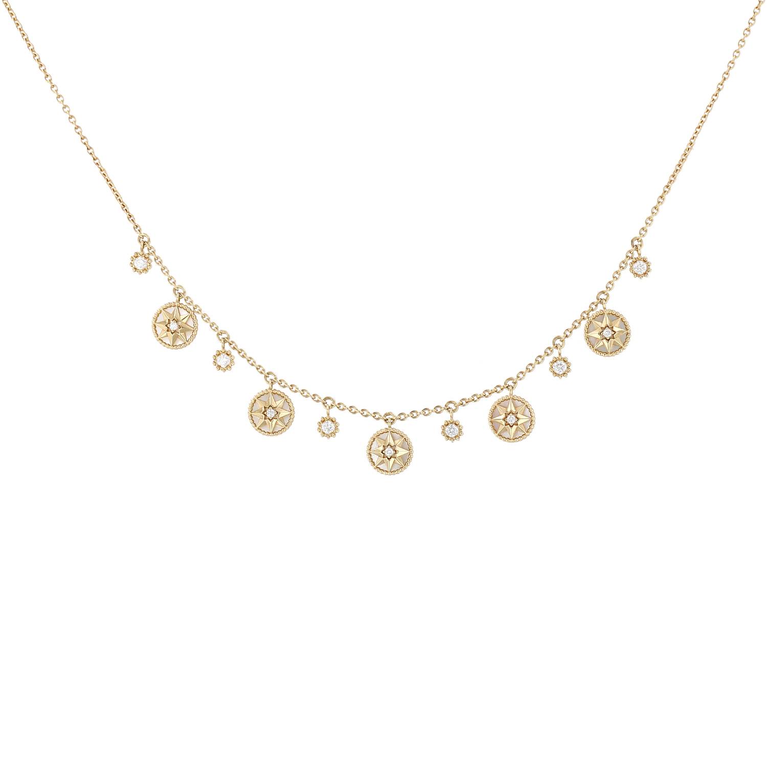 Collier Dior Rose des vents en or jaune, nacre et diamants