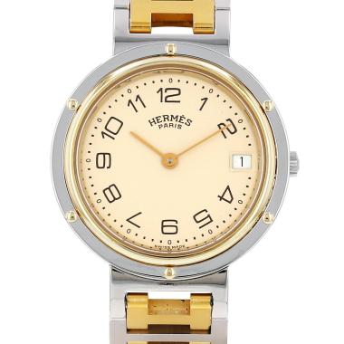 Orologio Hermès Clipper in acciaio placcato oro, intorno al 2000