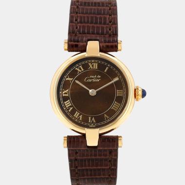 Orologio Cartier Must Vendôme, modello piccolo, in vermeil. Rif.: Cartier - 18. Intorno al 1990