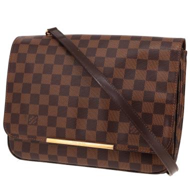 Borsa a tracolla Louis Vuitton Hoxton in tela Damier Ebène e pelle marrone