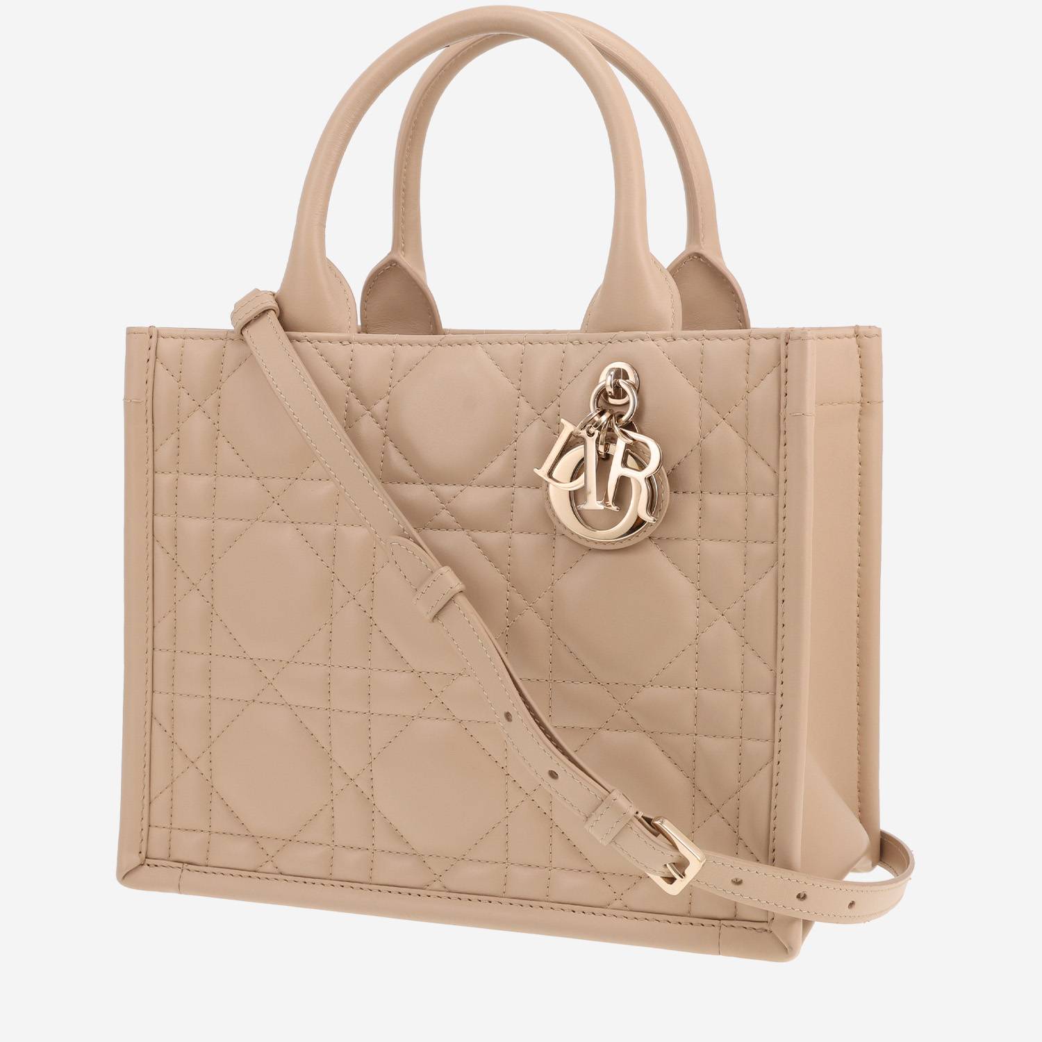 Bolso tipo cabas Dior «Book Tote», modelo pequeño, de piel de cannage beige