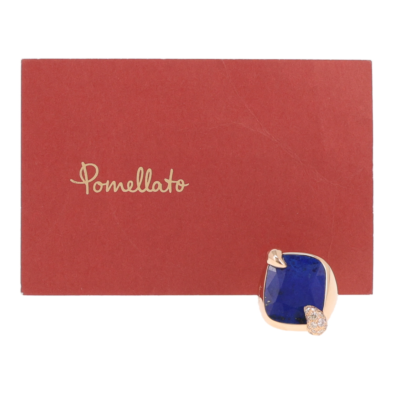 Pomellato Ritratto medium model ring in pink gold, lapis-lazuli and brown diamonds - Detail D2