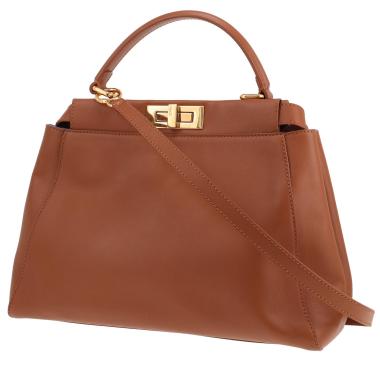 Fendi Peekaboo handbag in brown leather