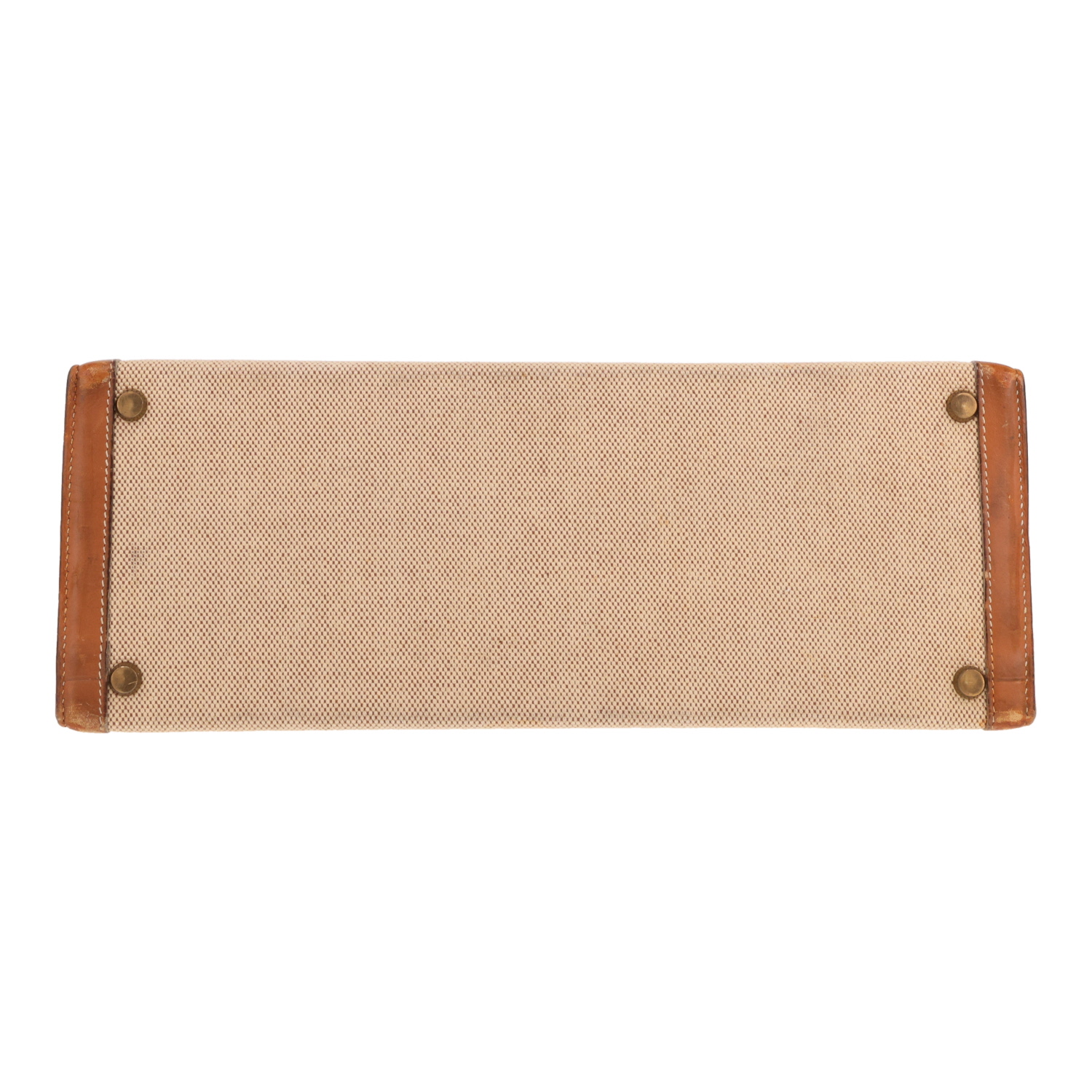 Bolso Hermès Kelly de 32 cm en lona beige y piel Gold - Detail D1