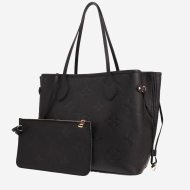 Sac cabas Louis Vuitton  Neverfull en cuir monogram empreinte noir