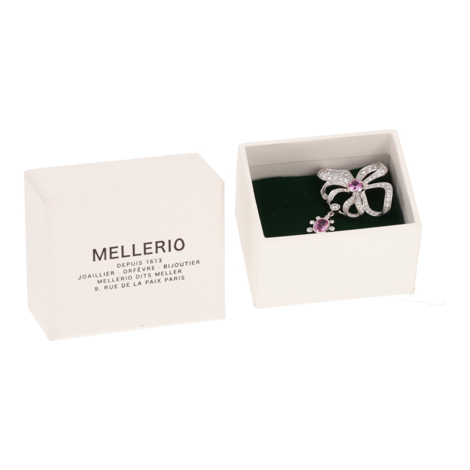 Mellerio Marie-Antoinette pendant in white gold, diamonds and pink sapphires - Detail D2