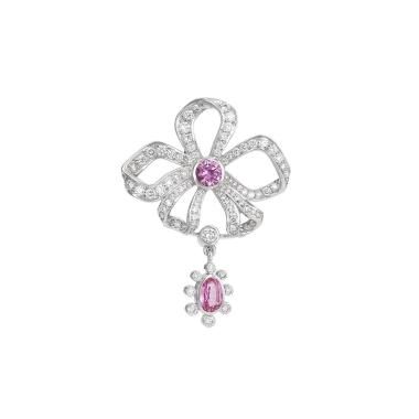 Mellerio Marie-Antoinette pendant in white gold, diamonds and pink sapphires