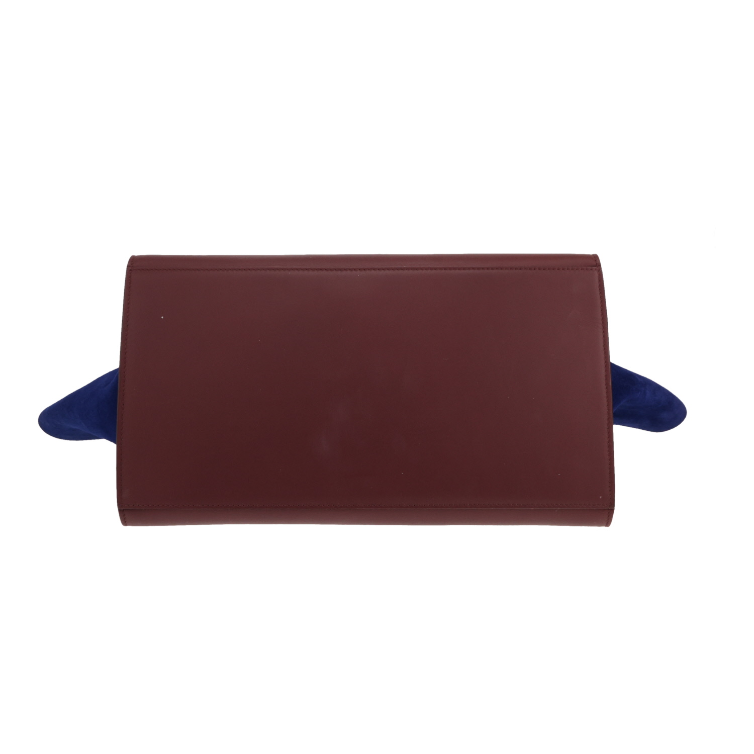 Sac à main Celine  Trapeze en cuir bordeaux et Veau velours bleu - Detail D1