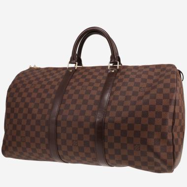 Sac de voyage Louis Vuitton  Keepall 50 en toile monogram ébène et cuir marron