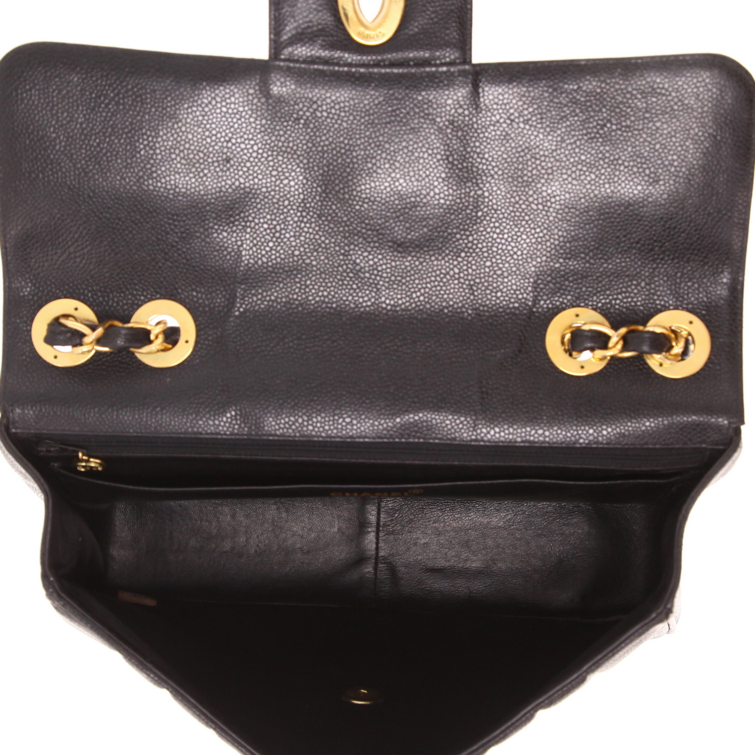 Chanel Timeless Jumbo shoulder bag in Noir quilted grained leather - Detail D3