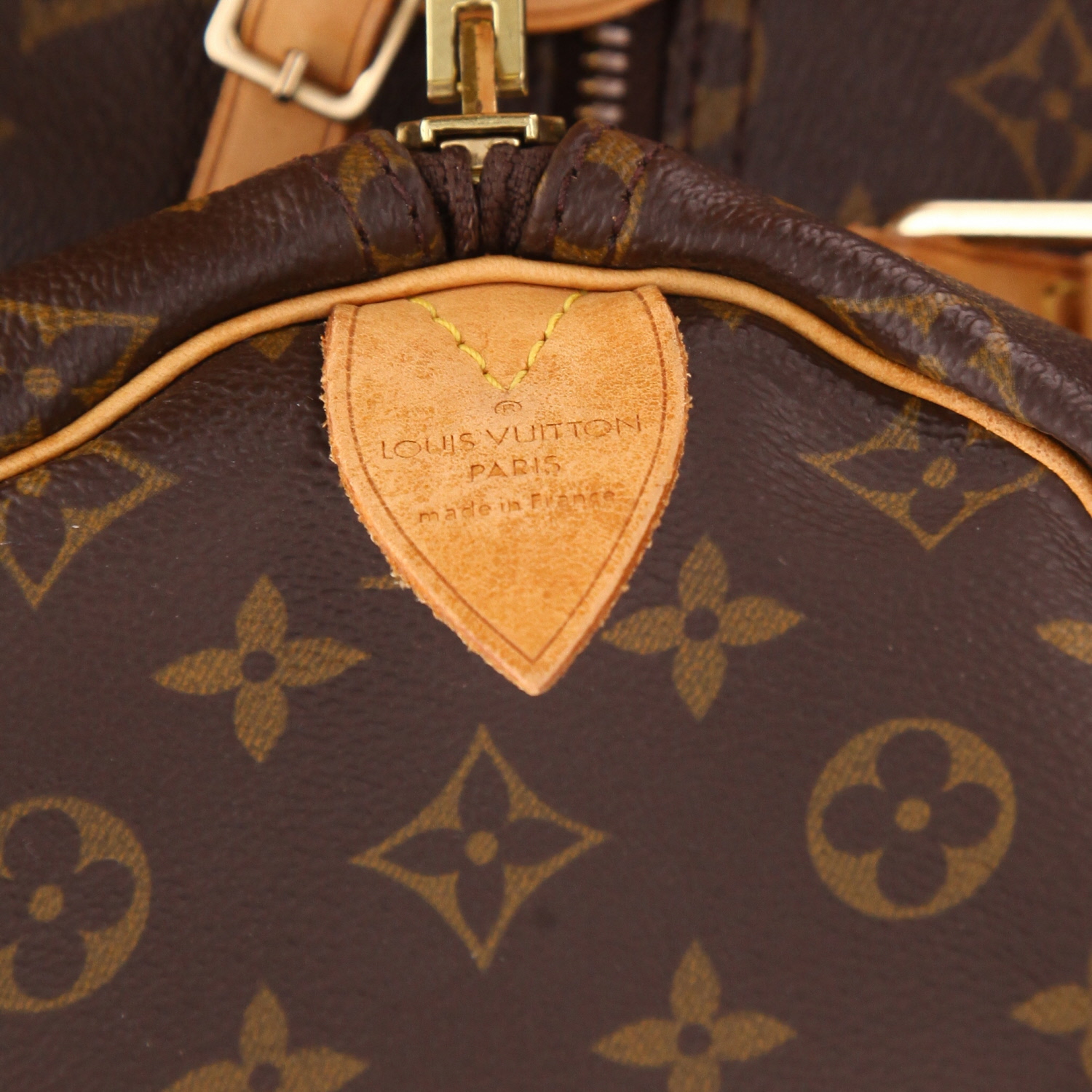 Sac de voyage Louis Vuitton  Keepall 55 en toile monogram marron et cuir naturel - Detail D2