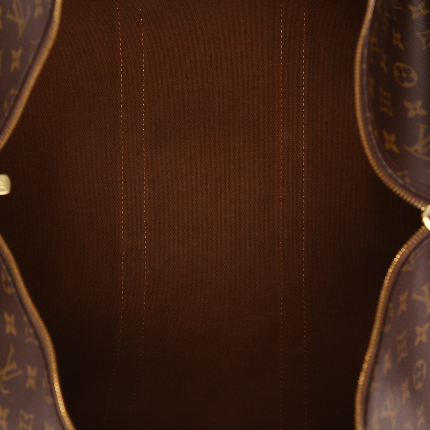 Sac de voyage Louis Vuitton  Keepall 55 en toile monogram marron et cuir naturel - Detail D3
