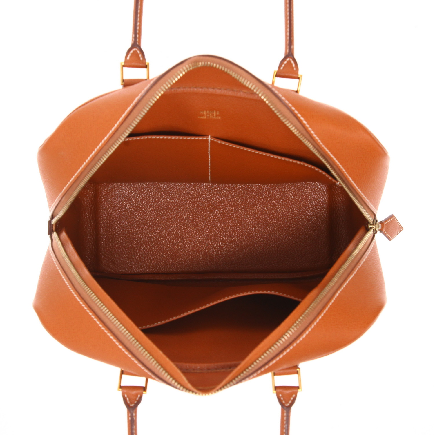 Sac à main Hermès  Plume en cuir Courchevel gold - Detail D3