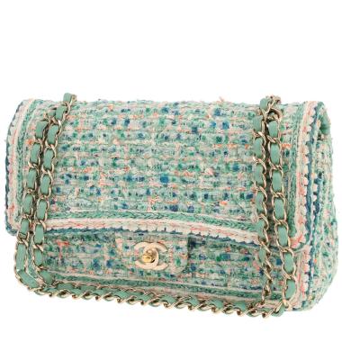 Bolso Chanel «Timeless» de tweed verde y azul