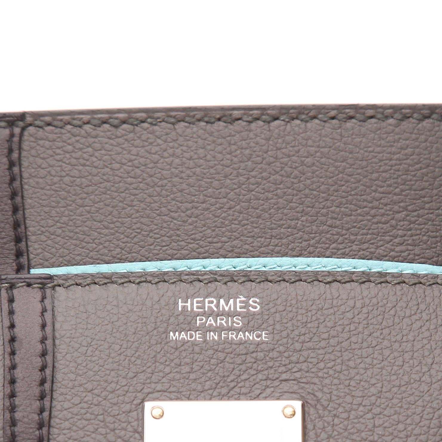 Bolso de fin de semana de Hermès «Haut à Courroies», de piel Evergrain gris y piel Evercolor azul - Detail D2