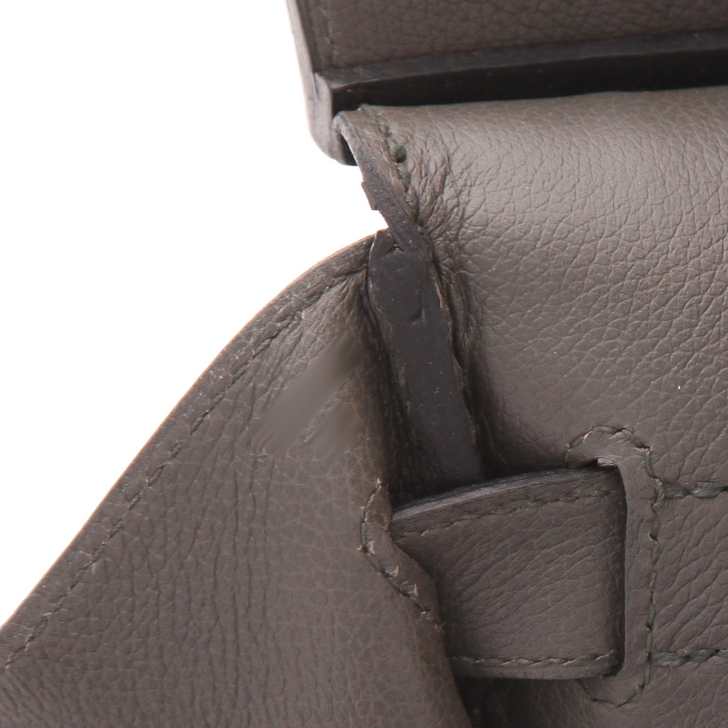 Sac de week end Hermès Haut à Courroies 40 édition limitée HACarreaux en cuir Evergrain gris et cuir Evercolor bleu à motif carreaux - Detail D4
