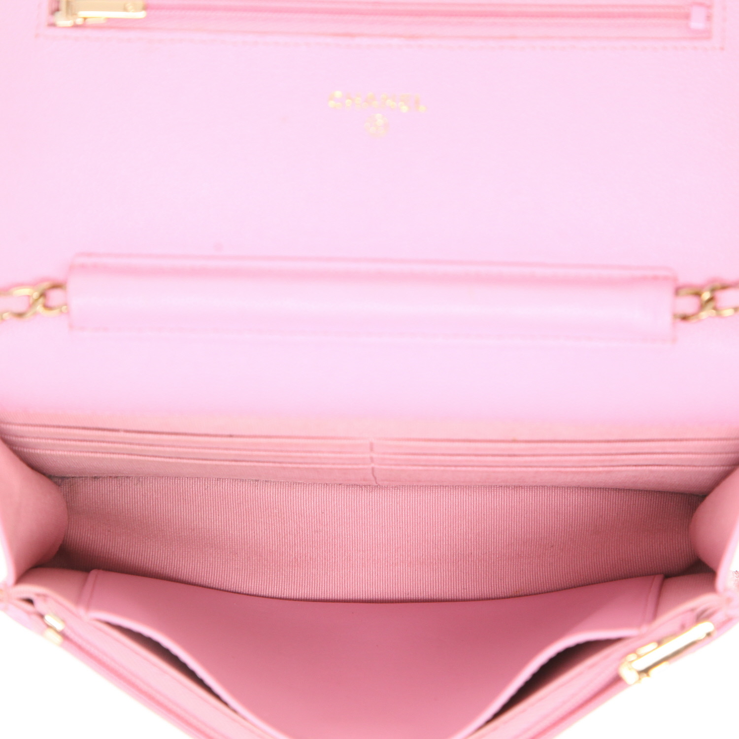 Borsa a tracolla Chanel “Wallet on Chain” in pelle martellata rosa - Detail D3