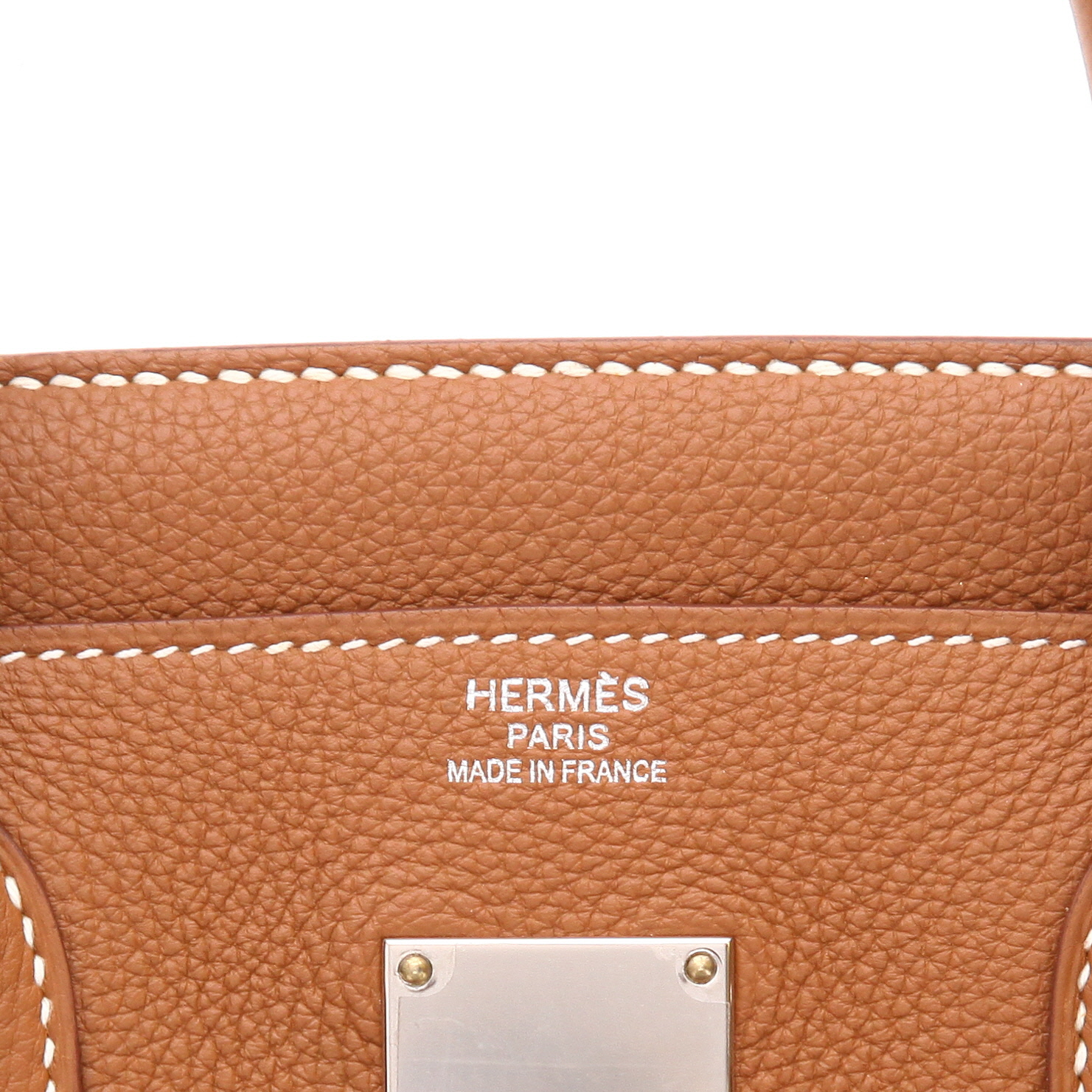 Bolso de viaje Hermès «Haut à Courroies» de piel Togo Gold - Detail D2