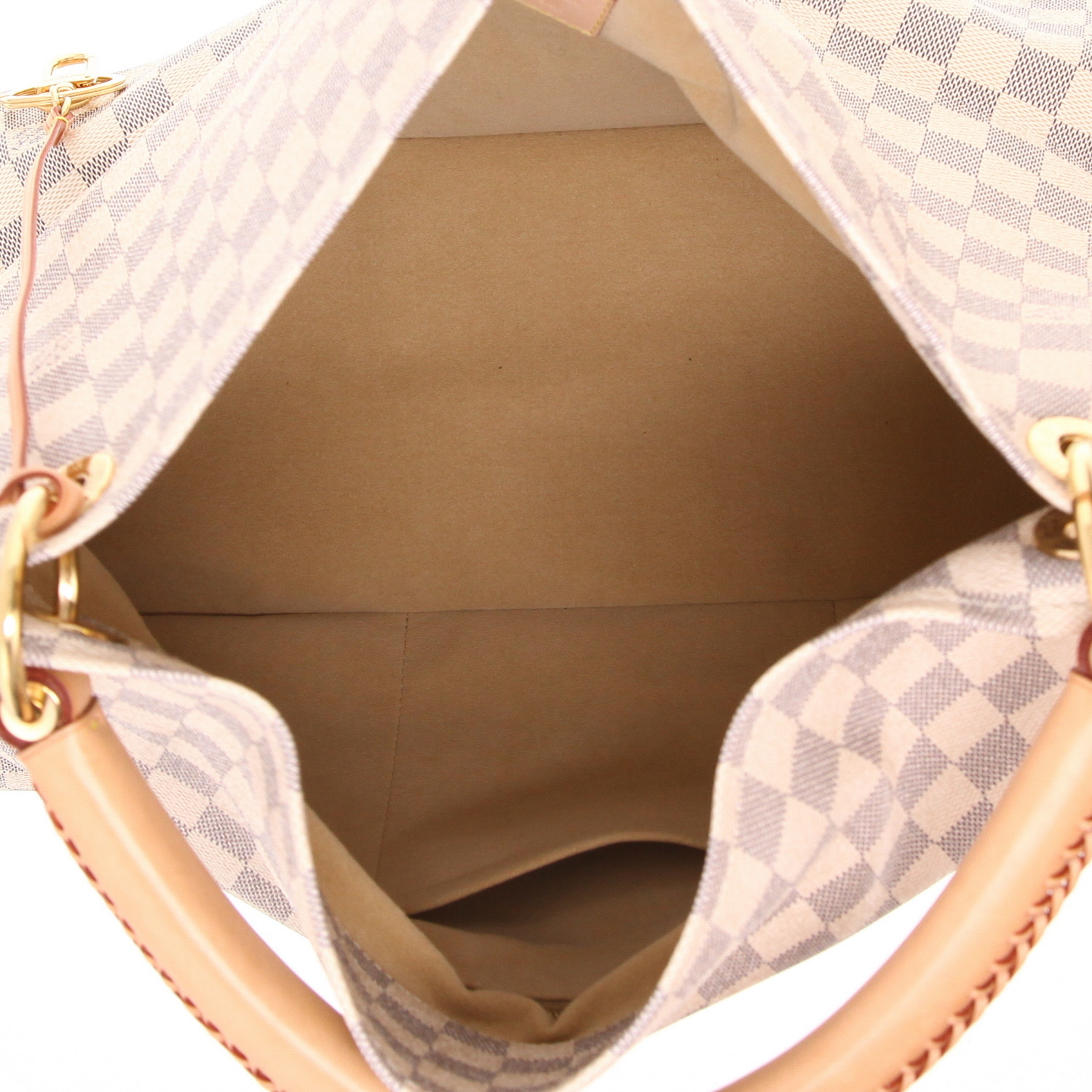 Louis Vuitton Artsy handbag in azure Damier canvas and natural leather - Detail D3