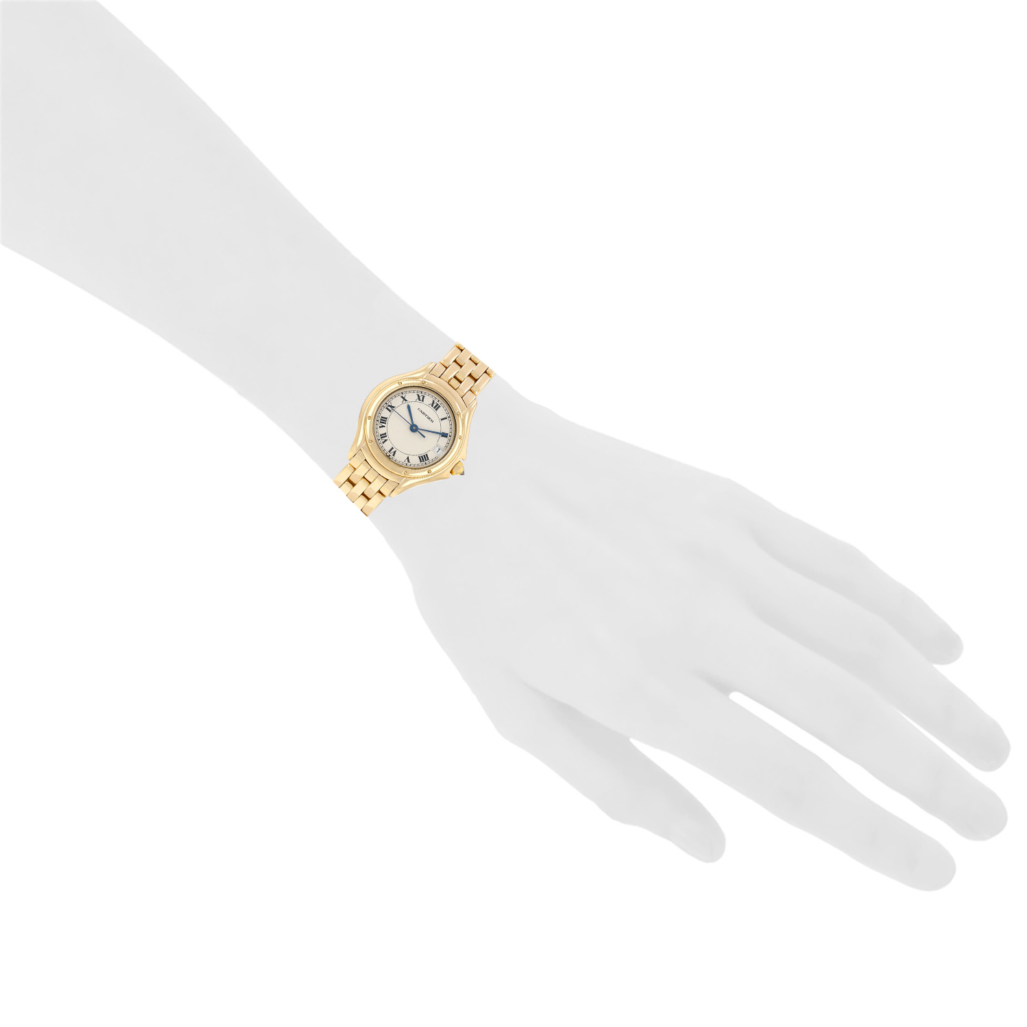 Cartier Cougar watch in yellow gold Ref: Cartier - 887907  Circa 1990 - Detail D1