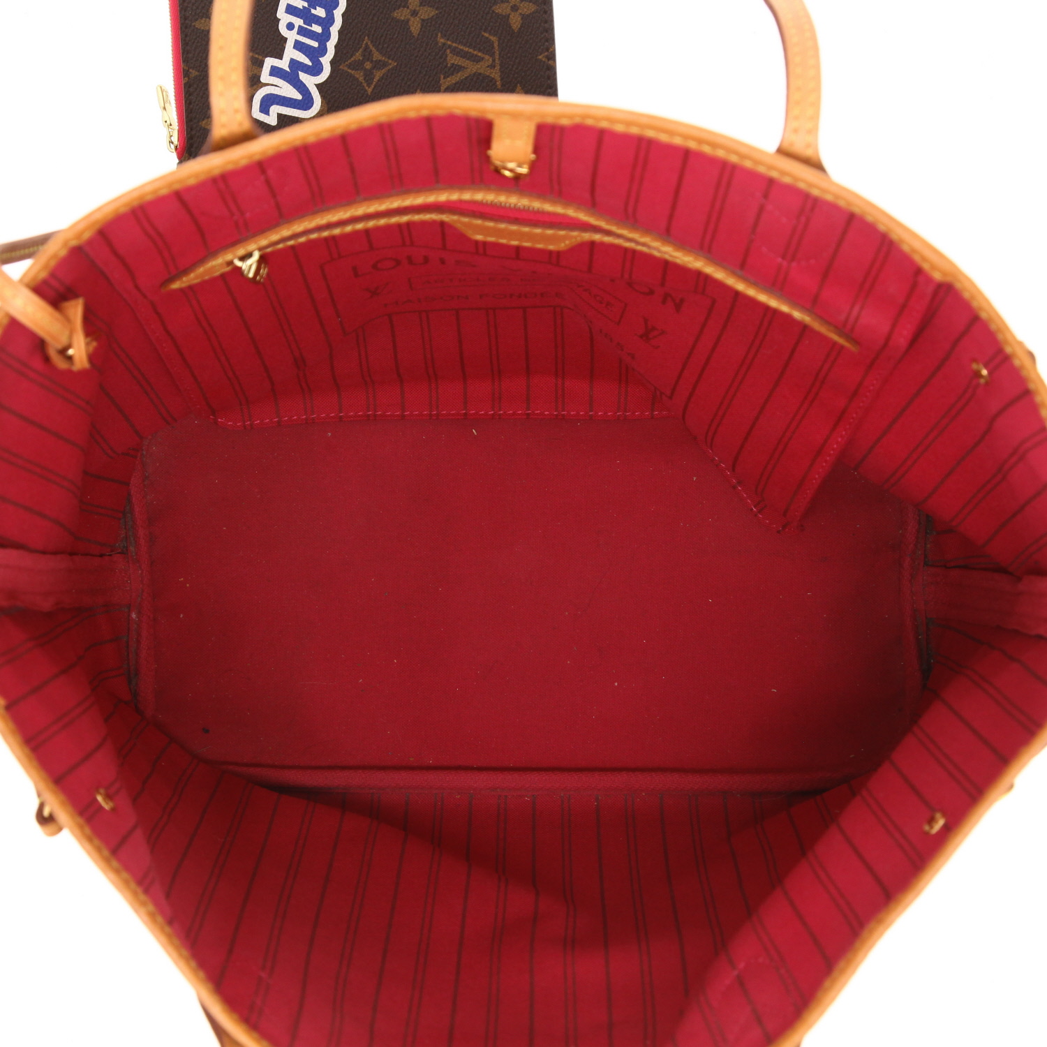 Bolso de mano Louis Vuitton Neverfull, edición limitada, modelo mediano, de lona Monogram marrón y cuero natural - Detail D3