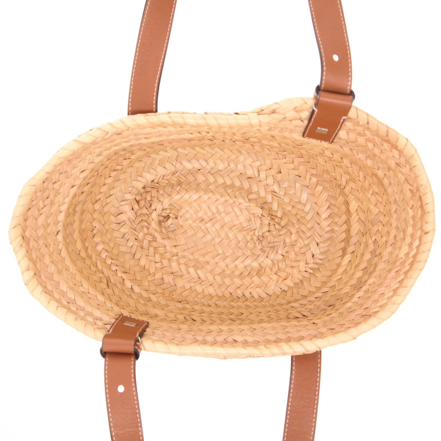 Bolso de mano de Loewe   de rafia beige y piel marrón - Detail D3