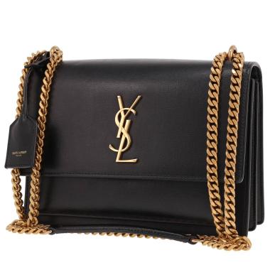 Borsa Saint Laurent Sunset, modello medio, in pelle nera