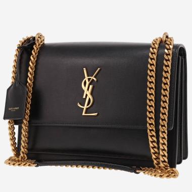 Sac à main Saint Laurent  Sunset moyen modèle  en cuir noir